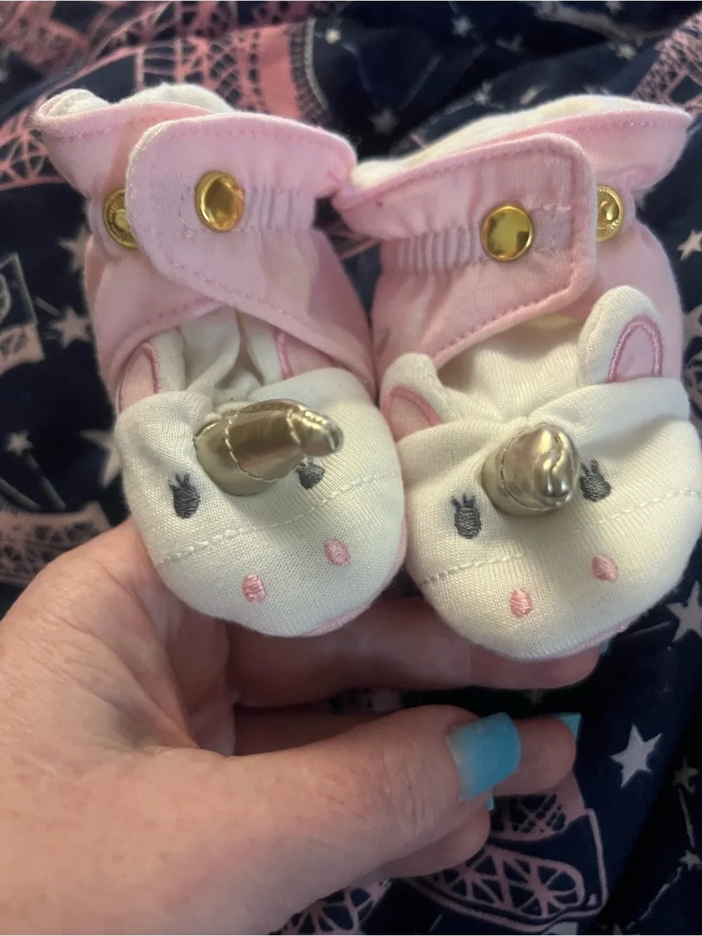 cloud island Pink and White Unicorn Baby Booties